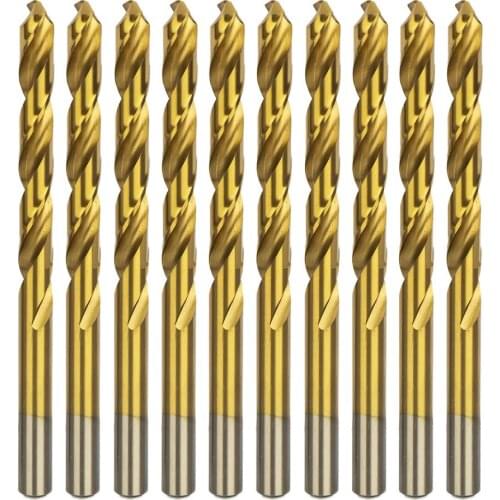 10pcs/box High Speed Steel Twist Drill Straight Shank Drill Bit Set For Electric Hand Drill