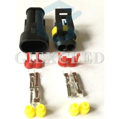 2 Sets 2 Pin 282104-1 282080-2 AMP SuperSeal Waterproof Electrical Automotive Connector Wiring Socket For Cars