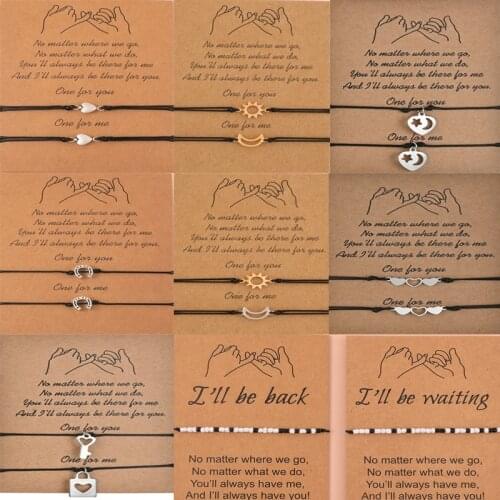 2Pcs/Set New Charm Paired Bracelet For Friendship Couples Star Moon Bracelet Bangles Women Man Lucky Wish Jewelry