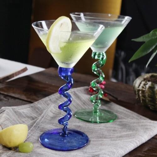 2Pcs Ins Cocktail Glass for Bar New Drinks Fungus Molecular Gastronomy Tumbler Mixed Wine Spiral Martini Cup