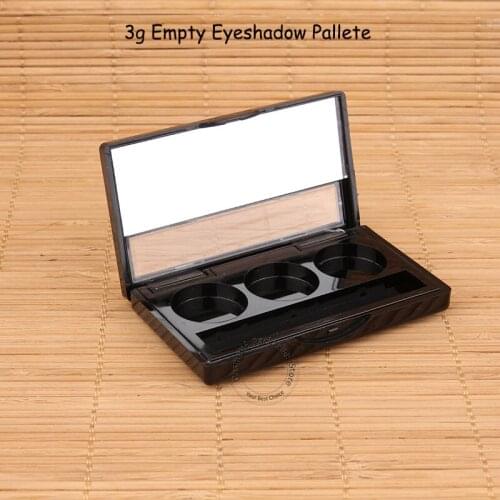 50pcs/Lot Wholesale Plastic Black Empty 3g Eyeshadow Box with Mirror 1/10OZ Women DIY Brush Packaging Refillable 3ml Container