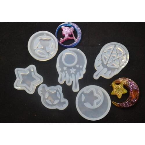 6 style for choose crystal gule Resin Silicone Pendant Mold Star Moon Ornaments Handmade DIY Jewelry Making Tool Mould craft