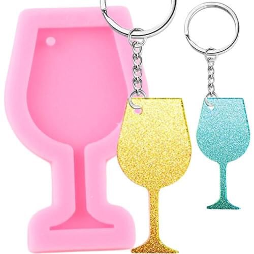 Shiny Glossy Wine Glass Silicone Mold DIY Craft Goblet Cup Keychain Epoxy Resin Mold Pendant Necklace Jewelry Making Moulds