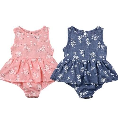 2019 Summer Newborn Infant Baby Girl Floral Print Sleeveless Bodysuit Jumpsuit Outfit Clothes