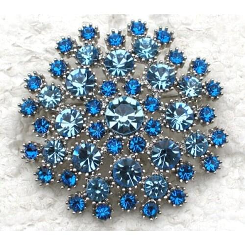Blue Rhinestone Flower Pin brooches Wedding party prom C815 B