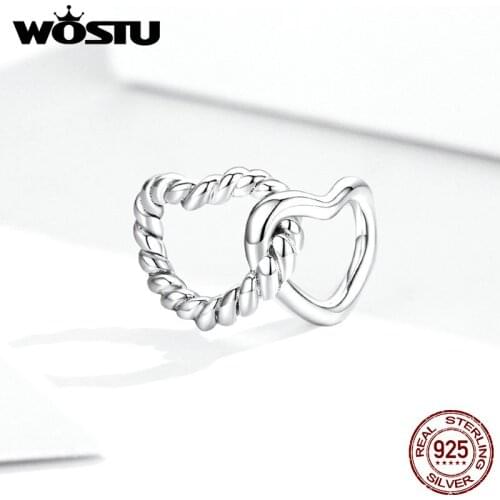 WOSTU 2020 new free shipping Closer Hearts Dangle bead fit Original Pandora charms silver 925 bracelet jewelry make