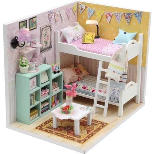 Wooden Doll house Casa 3D Miniature Diy Dollhouse Furniture For Dolls Wood Model Building Toys For Kits Children Drop Shi