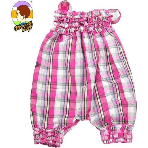 Risunnybaby ChildrenS Pants Summer Girls' Jumpsuit Red Plaid Bow Suspenders Summer Fashion Cute Bloomers