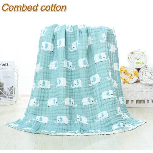 105*105cm baby six-layer cotton gauze towel baby cartoon printing blanket baby fold bath towel children quilt