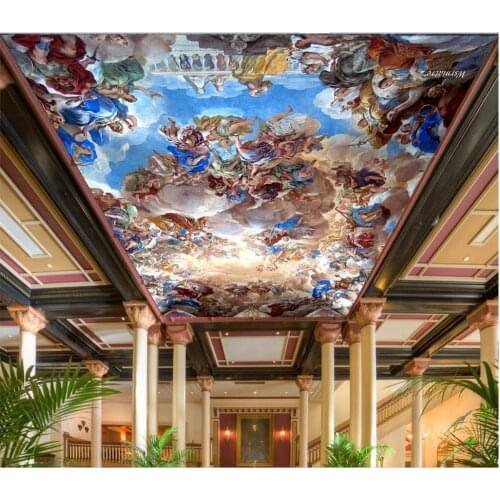 European classical painting angel ceiling frescoes Custom 3d mural Continental bedroom living room wall background 3D fantasy