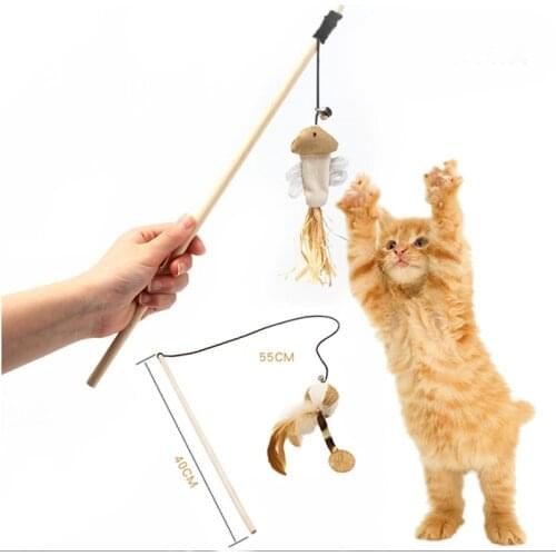 Interesting Pet Cat Catcher Teaser Stick Products Wood Cat Toys for Cats Interactive katten Speelgoed Kedi Malzemeleri Supplies