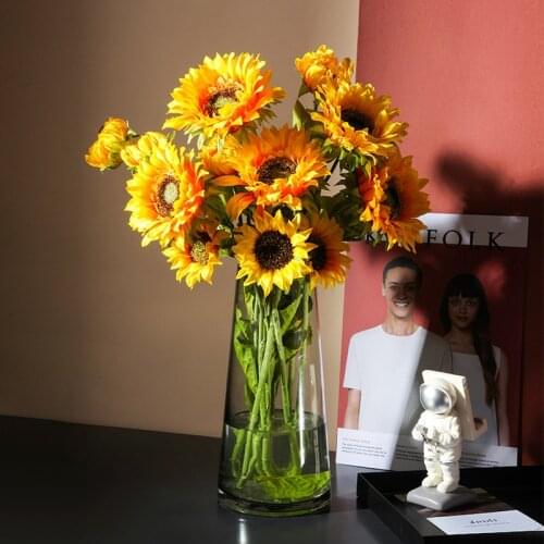 6pc Fake Silk Sunflower Artificial Flower Home Garden Fence Decoration Fake Flower Vivid Big Artificial Sunflower Drop Shipping