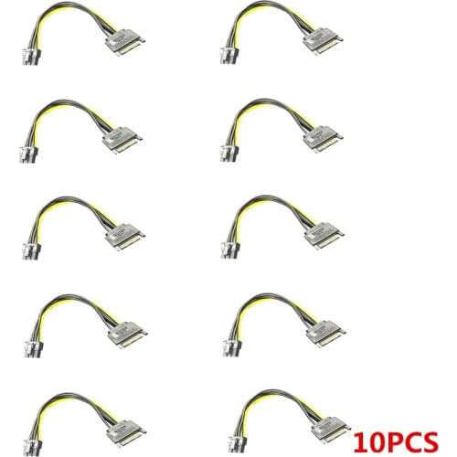 10pcs SATA Power Cable Adapter PCI Express PCI-E Card SATA Cable 15-pin to 6-pin Copper Cord Adapter Graphic Card Power Cable