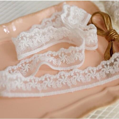 5 Meters Wedding Dress Cotton Lace Applique Ivory Embroidery Cotton Thin Lace Accessories Trim