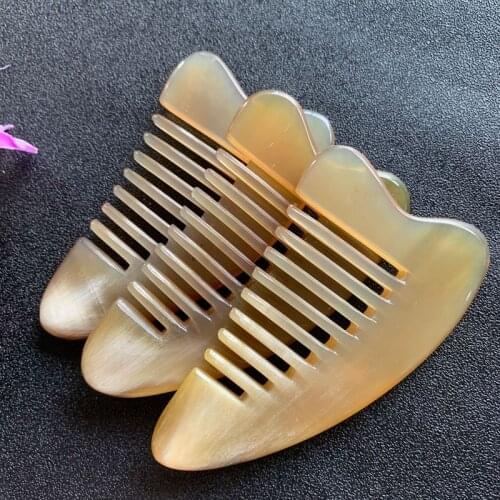 Natural Horn Massager Gua Sha Scraper Wide Teeth Head Meridian Scraping Scalp Massage Comb Blood Circulation Health Care Tool