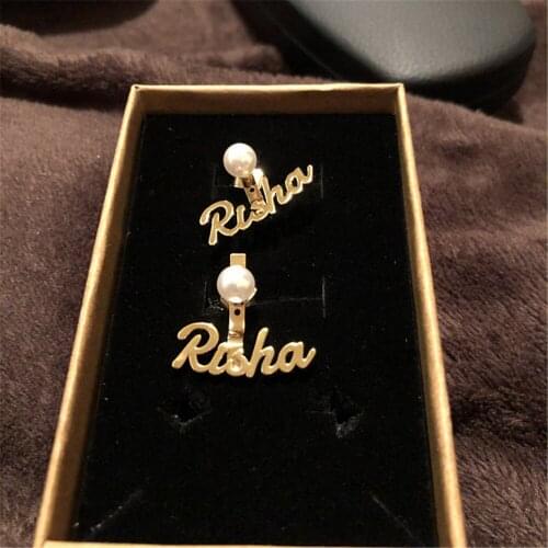Fashion Trend Personality Custom Name Earrings Studs Custom Nameplate Earrings Gifts For Best Friend Girls