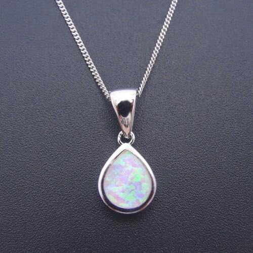 Fashion Jewelry High Quality Silver Plated Women Pendants Pear Shaped Pendants White Fire Opal Pendants for Women Without Chain