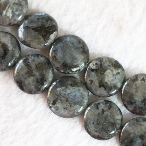 Fashion Natural Labradorite Stone 16mm Coin Round Cake Wholesale Price Loose Beads Charms Diy Jewelry Findings 15inch B773