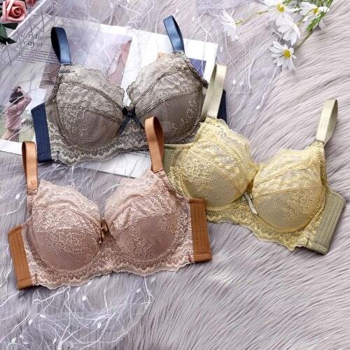 Fashion Women Bra Push Up Gather Chest Ultra-Thin Perspective Bralette Comfortable Lingerie Underwire Sexy Lace Female Underwear