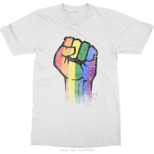 Personality Pride Power T-Shirt Parade Gay Lesbian Bi Pan Trans Queer Lgbtq Gender Rainbowdesign Men TShirt Hip Hop Tee Harajuku