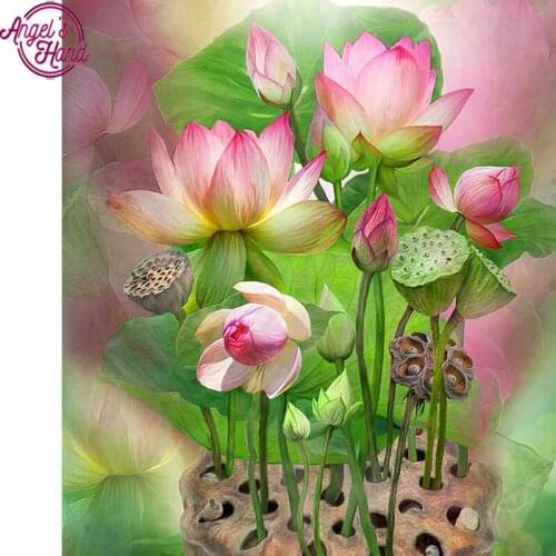 Diamond Embroidery Flower Lotus Diy 5d Diamond Painting Sets Full Drill Bead Cross Stitch Square Embroidery Diamond Mosaic Gift
