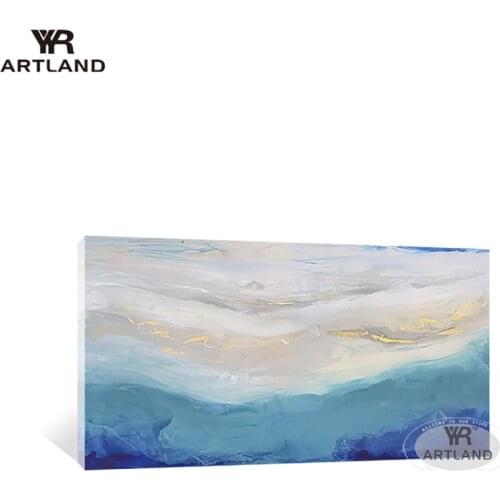 Nordic Cuadros para salon home décor Handmade abstract blue seascenery oil painting on canvas wall art poster for bedroom decor