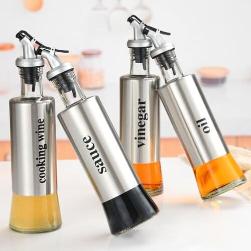 Stainless steel leakproof Oil Bottle seasoning jar soy sauce vinegar Spice wine seasoning bottle Kitchen Storage Organizer