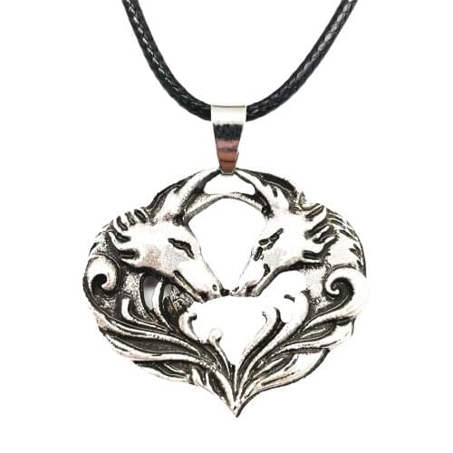 Nostalgia Viking Wolf Necklace For Couple Lovers Heart Shaped Pendant Best Friend Gift Rope Correntes Masculino