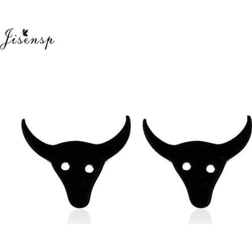 Jisensp 2019 New Arrival Cute Cattle Stainless Steel Earrings for Women European Bull Cool Stud Earrings Jewelry Teen Gifts