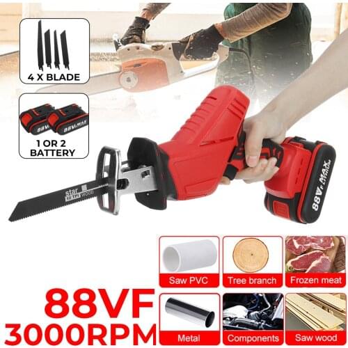 88V Cordless Reciprocating Saw Adjustable Speed Chainsaw Wood Metal Cutting Machine Portable Electric Saw Power Tool