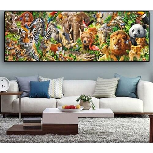 Full Square 5D Diamond Painting Zoo Diy Diamond Embroidery Animal Diamond Art Wall Mosaic Cross Stitch Poster Home Decor