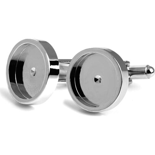 Silver Plated Cufflinks Blanks with round bezel setting match 16mm cabochon Wholesale,best sale