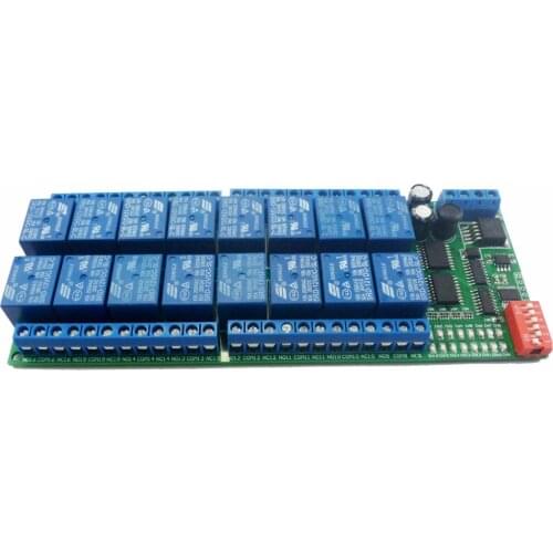 16ch DC 12V RS-485 Modbus RTU Relay Board RS485 Bus Remote Control Switch for LED Motor PLC PTZ Camera Smart Home
