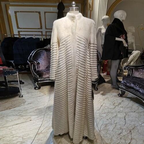 WINTER PALACE 2020 fashion Pearl style fur coat imported mink fur coat womens fashion fur long with winter real fur coat 14165