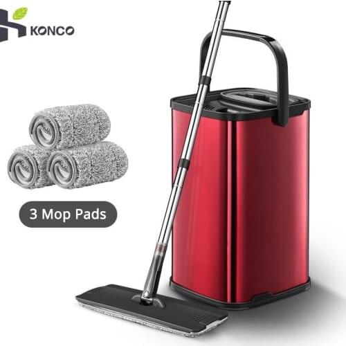 Flat Squeeze Spray Mop Free Hand Wringing Stainless Steel Mop With Bucket Spin Cleaning Microfiber Mop Home Kitchen Floor Clean