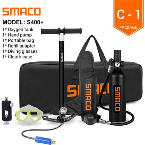 SMACO S400PLUS Mini Scuba Diving Tank and Diving Mask Full FaceCombination, Free Breathing Underwater for 16 Minutes