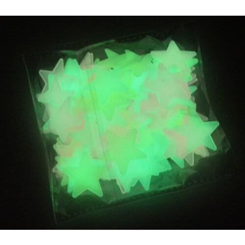 Luminous Stars Fluorescent Stickers 100 Pieces 3D Pp Plastic Sheets Childrens Room Decoration Luminous Wall Stickers Hot Sale