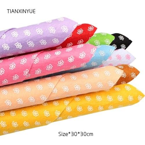 TIANXINYUE 10PCS/lot 30*30CM flower fabric 100% Polyester Nonwoven Felt Fabric DIY Handmade Sewing Home Decor