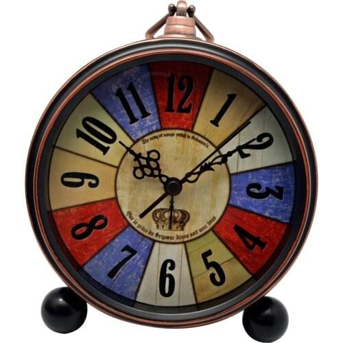 Vintage Alarm Clock European Retro Metal Alarm Clock Bedside Table Clock bed Ringing Bell Metal Alarm Table Clock for Room Decor