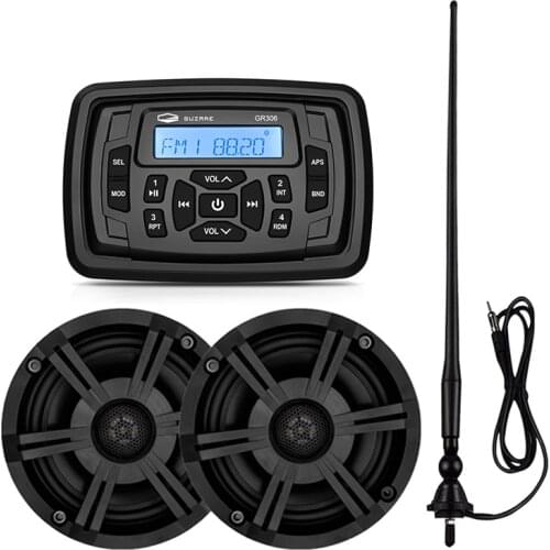 Waterproof Marine Audio Boat Radio Stereo Bluetooth Receiver Car MP3 Player+6.5" Marine Speaker+AM FM Antenna For RV Yacht