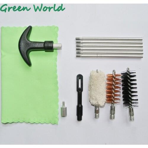 Green World 15pcs/lot Gun Cleaning Kit for Shotgun, 12ga Bronze Brush , Nylon Brush, Mop Brush
