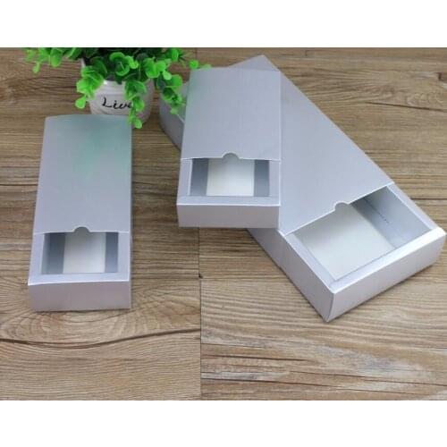10pcs Personalized Large sliver drawer gift box, gold cardboard black craft box/matte sliver paper drawer packaging box