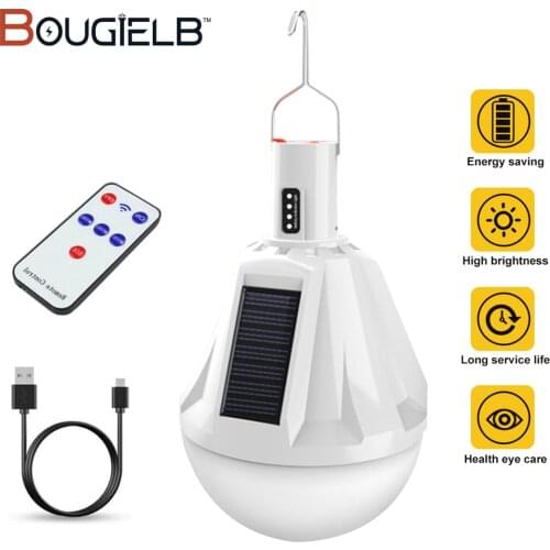 100W Rechargeable LED Bulb Lamp Remote Control Solar Lantern Portable Emergency Night Market Light Outdoor Camping Home 5 Mode