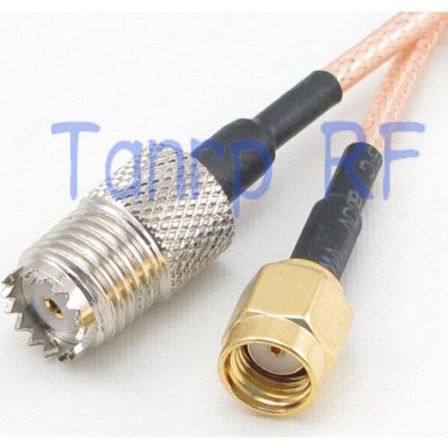 2PCS 20INCH MINI UHF female jack to RP SMA male RF adapter connector 50CM Pigtail coaxial jumper cable RG316 extension cable