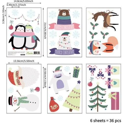 36pcs/set Snowman Tree Animal Party Wall Sticker Ins Christmas Sticker for Kids Room Nursery Fridge Poster Decal Home Decor