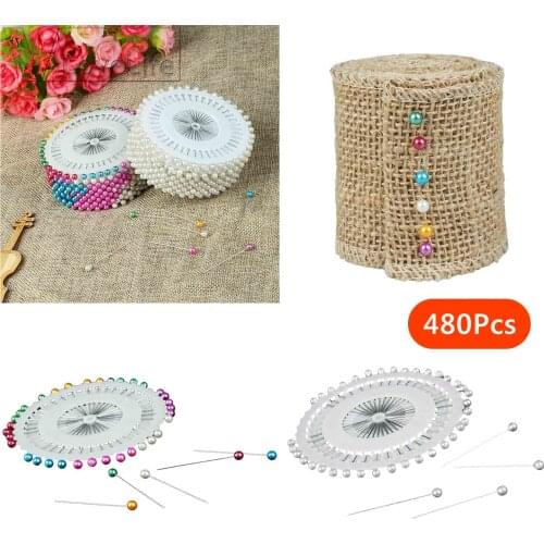 480Pcs/lot High Quality Round Pearl Head Dressmaking Pins Sewing Accessories White Multicolor DIY Dressmaking Faux Pear Corsage
