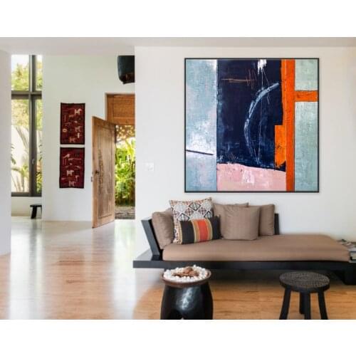 Abstract Painting Original Large Acrylic Canvas Wall Art Blue Expressionism Modern Painting Wall Art On Canvas Composition A