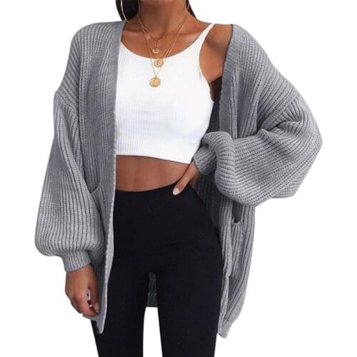 Adisputent 2020 Women Knitwear Cardigan Sweater Women Long Sleeve Plus Size Knitted Sweater Cardigan Female Solid Jumper Coat