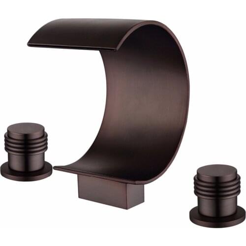 Free ship Deck Mount Waterfall Bathroom widespead 3 Holes Bath Tub Faucet mixer tap in Oil Rubbed Bronze