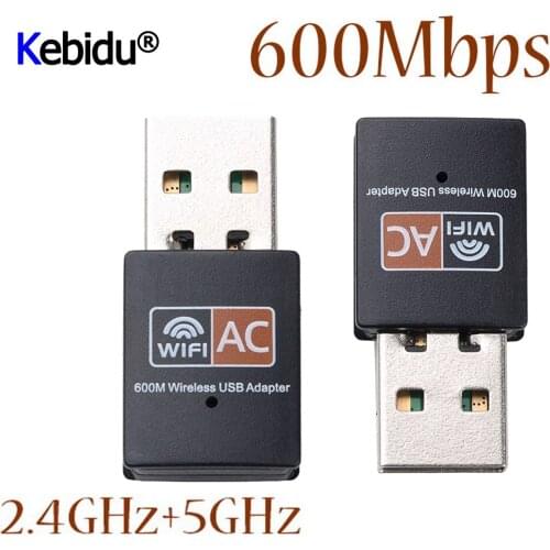 KEBIDU USB WiFi Wireless Adapter 600Mbps Ethernet Network Card AC Dual Band 2.4G / 5.GHZ USB Wifi Dongle wifi Receiver 802.11ac